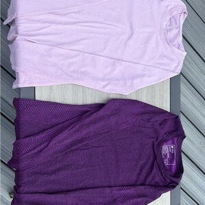 Figs Women's Long Sleeve Tees - Light Pink & Dark Purple